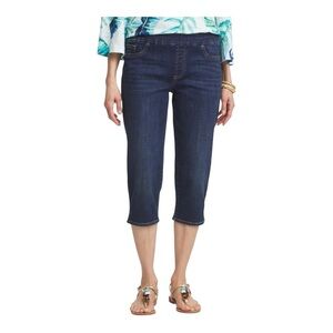 Chico's Dark Indigo Pull On Capri Jeans Sz 2.5 (10) EUC